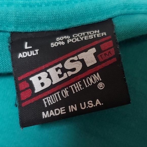 VINTAGE 1993 OOAK Mardi Gras Picnic Turquoise Sax Lobster Single Stitch Tee L - Picture 13 of 13